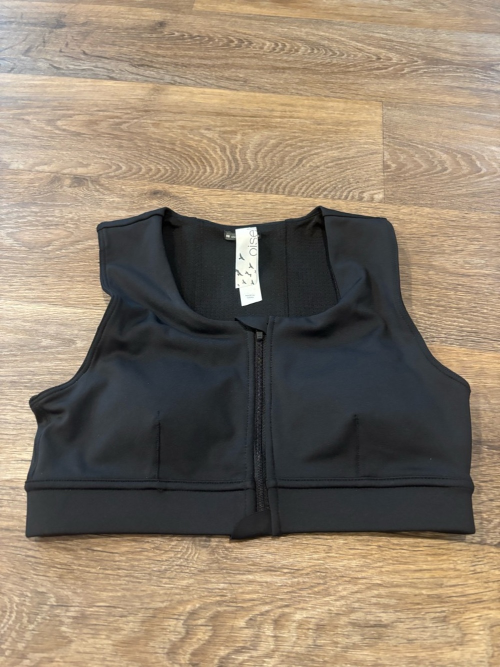 Oiselle Flyout Zip Bra Black High Support Padded Running Sports Bra Women’s  6